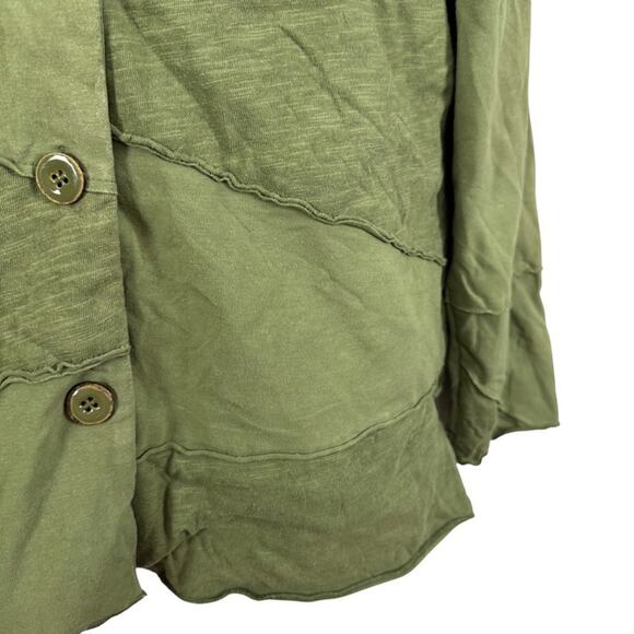 Habitat Womens Olive Green Lagenlook Stretch Cotton Knit Jacket Button Up sz S - Picture 7 of 16